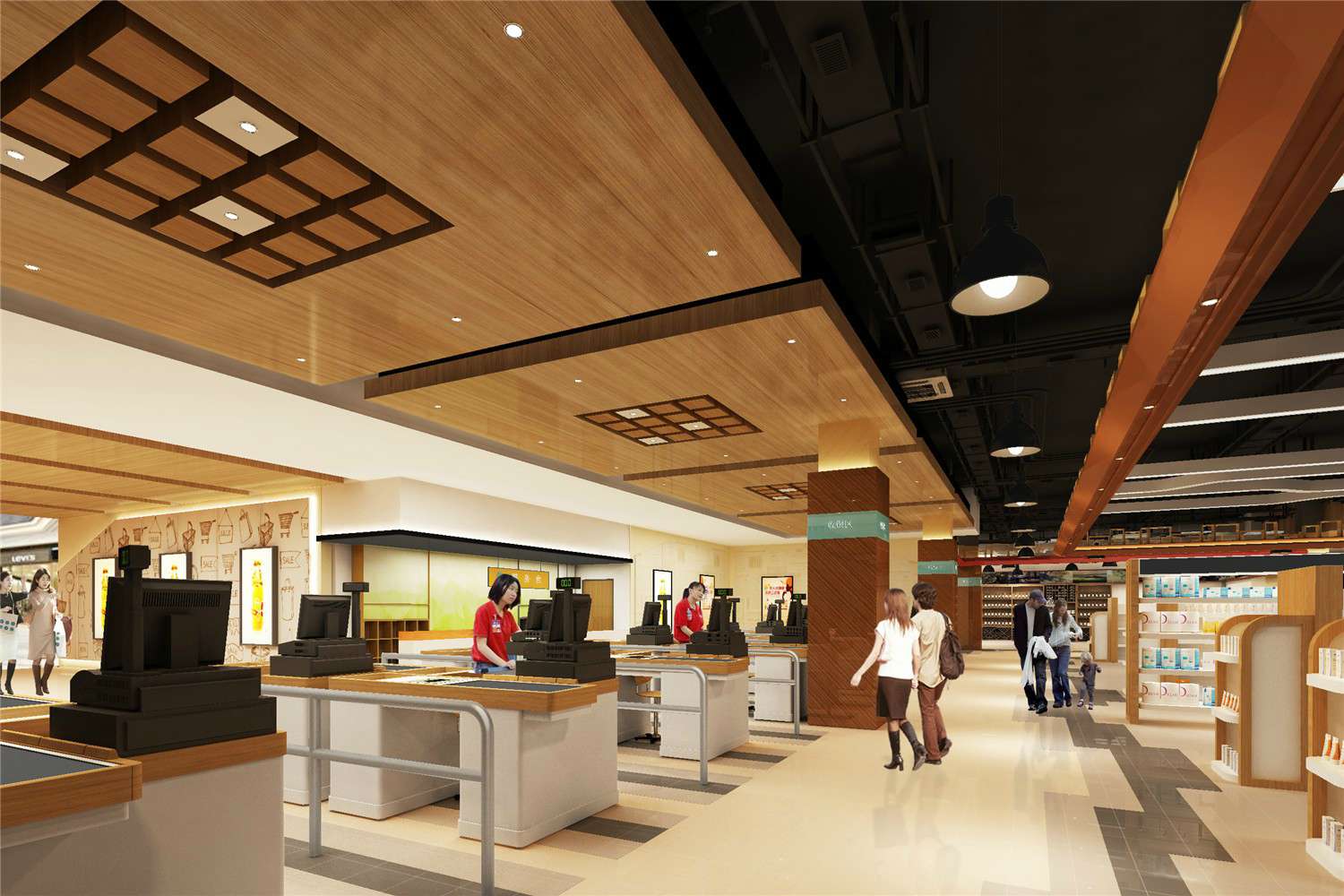 焦作大型超市装修设计效果图