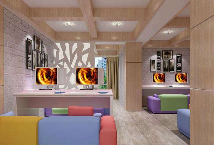 现代简约风格网咖装修设计效果图