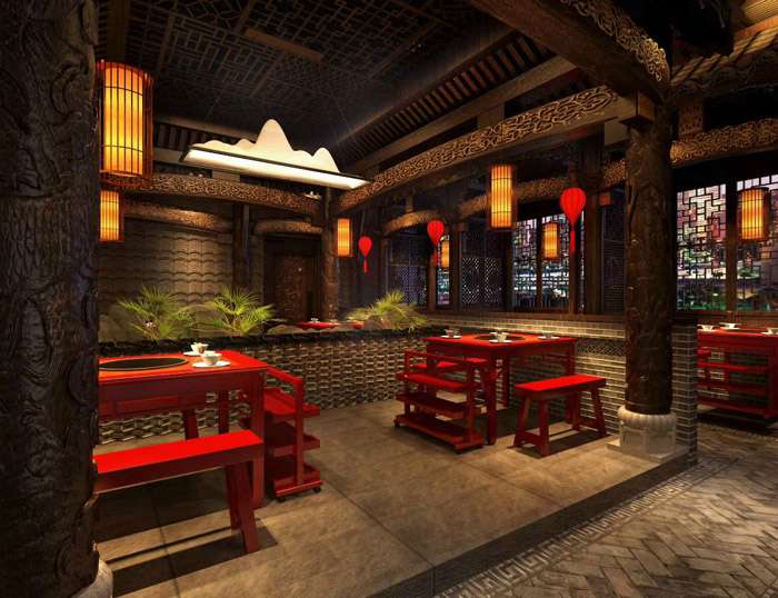 复古风格火锅店装修效果图