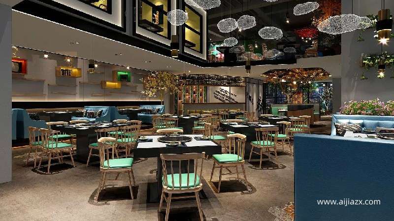 100平米火锅店设计，小型主题火锅店室内设计