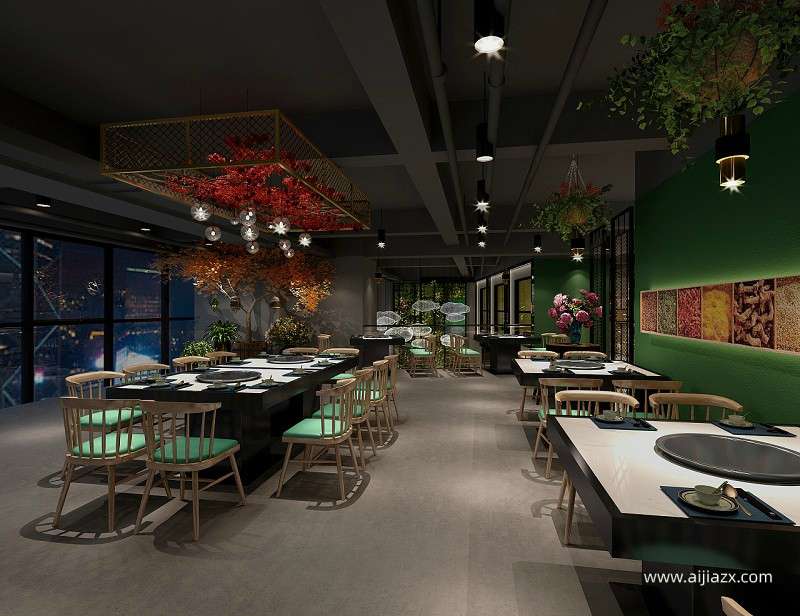 100平米火锅店设计，小型主题火锅店室内设计