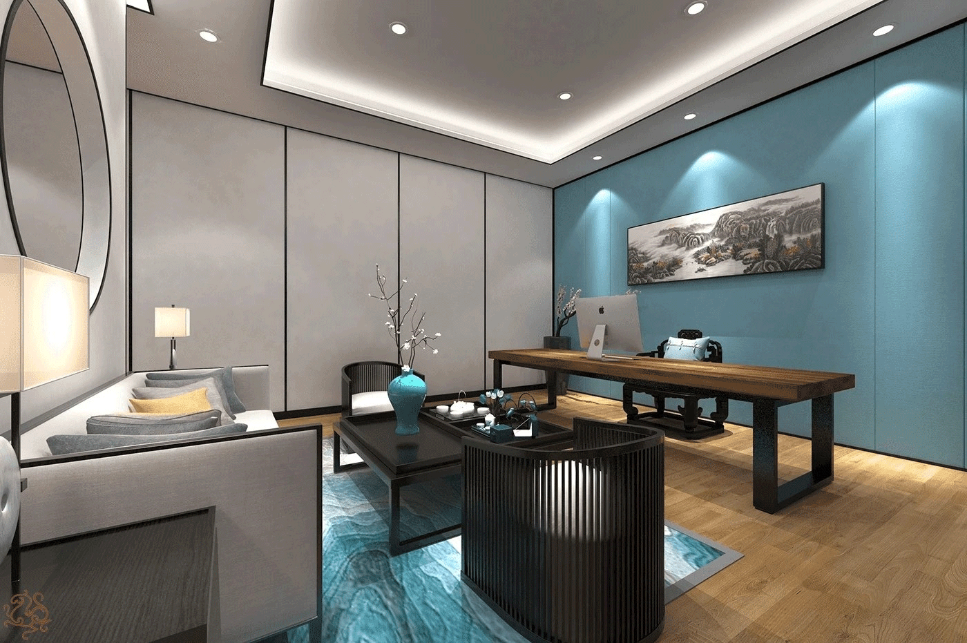 280平米郑州新中式办公室设计效果图