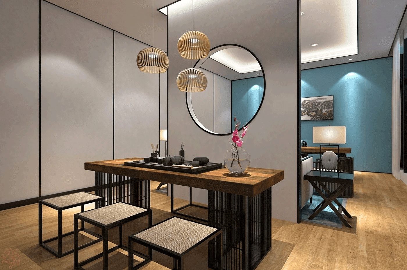 280平米郑州新中式办公室设计效果图