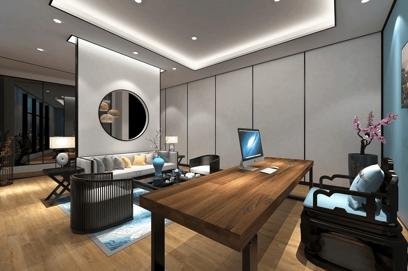 280平米郑州新中式办公室设计效果图