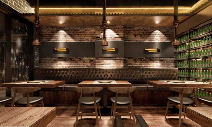 260m2郑州烧烤店设计效果图