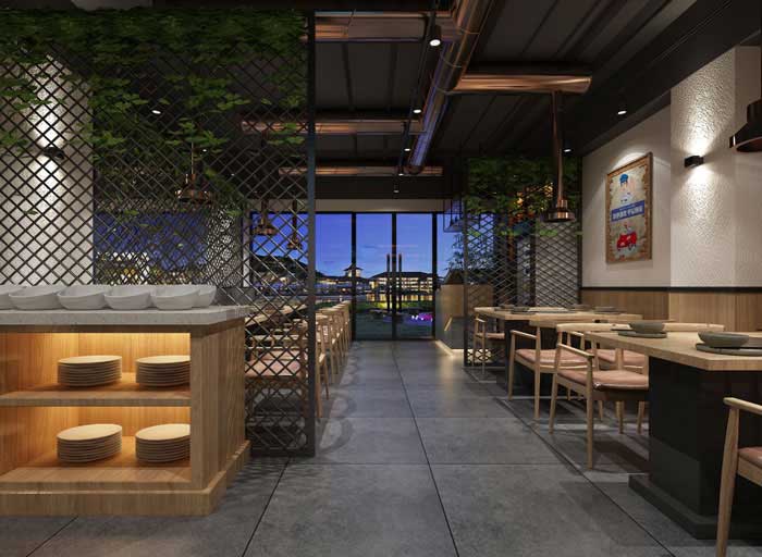 220m2郑州烤肉店装修设计效果图