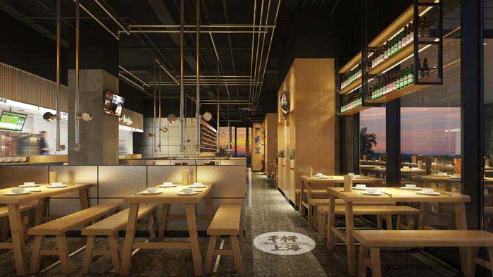 280m2郑州牛排餐厅设计效果图