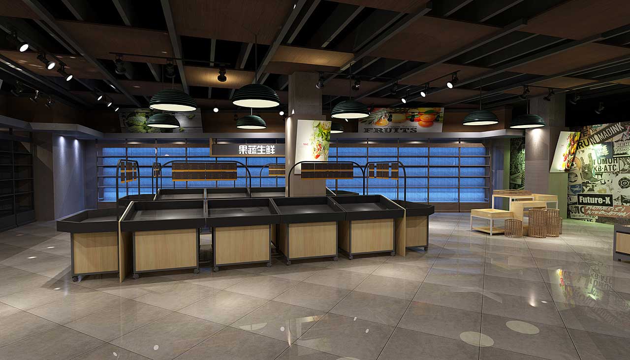 280平米郑州生鲜超市装修设计效果图