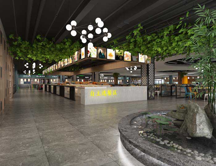 800m2公司食堂设计装修效果图