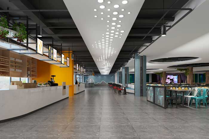 800m2公司食堂设计装修效果图