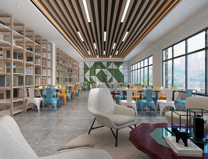 800m2公司食堂设计装修效果图