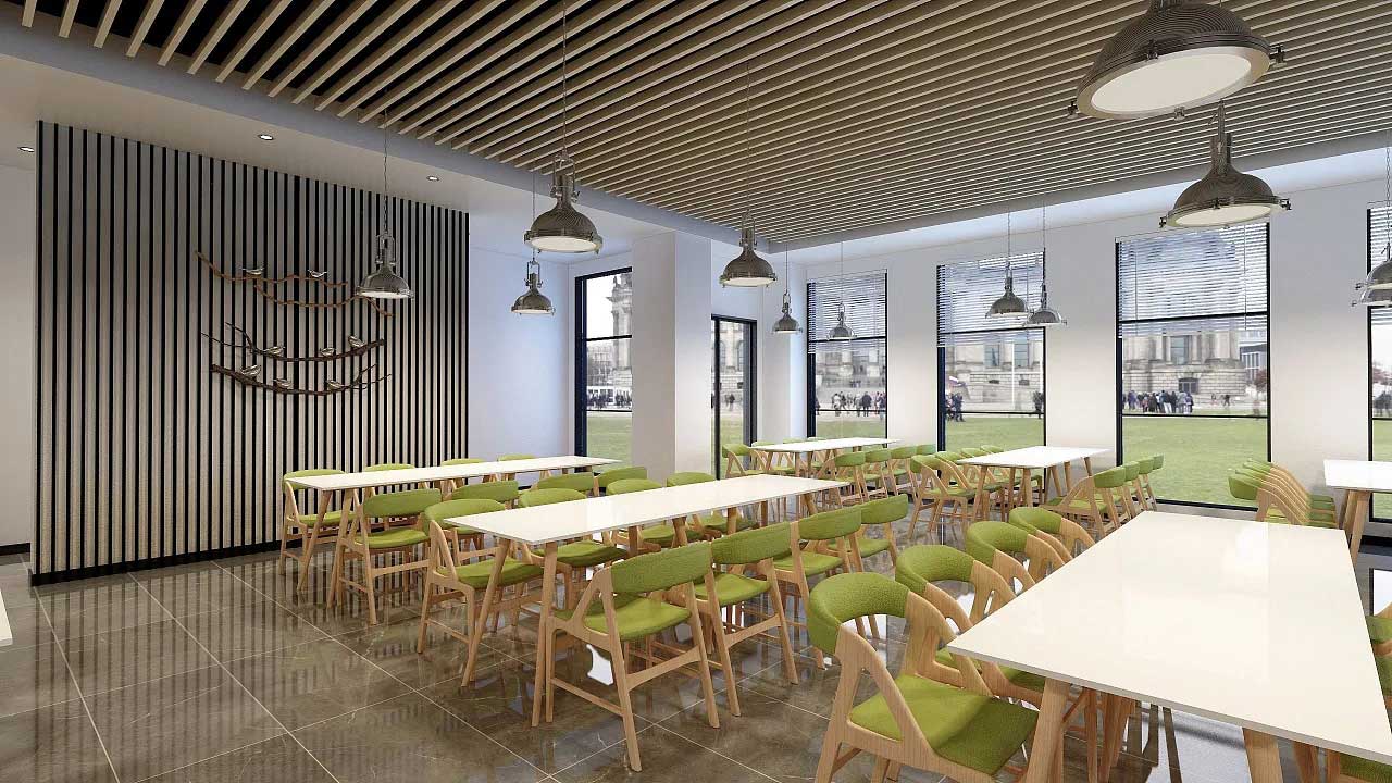 郑州产业园员工食堂装修设计效果图