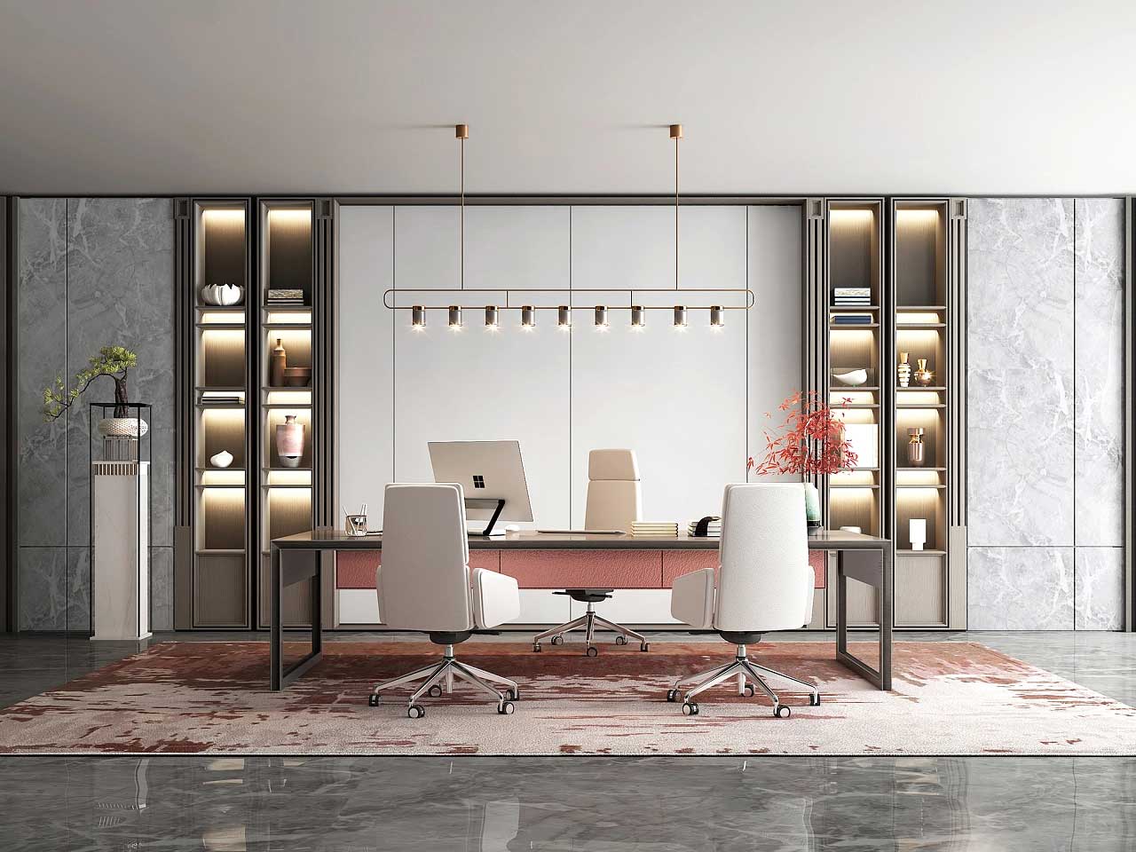 老板办公室装修效果图,董事长办公室装修实景图