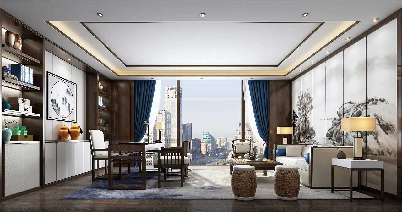 老板办公室装修效果图,董事长办公室装修实景图