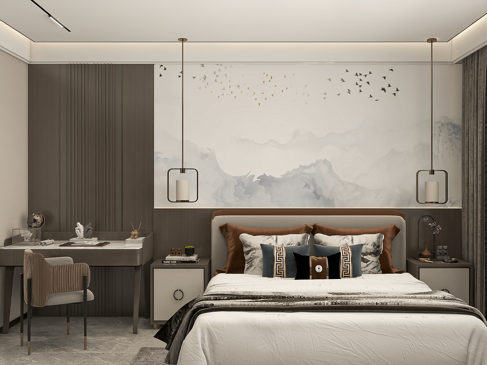 150平米新中式三居室装修设计效果图