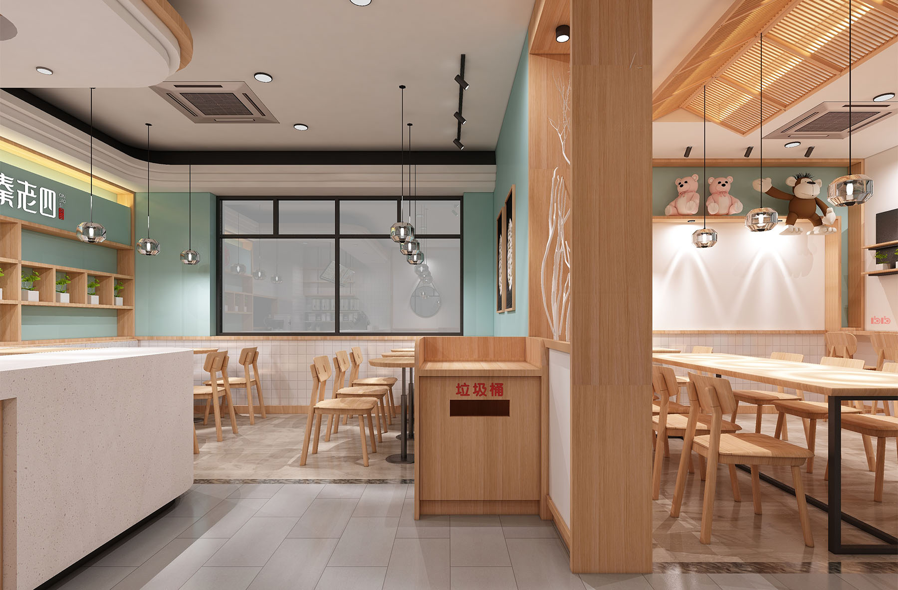 80平米小吃店凉皮店铺装修效果图