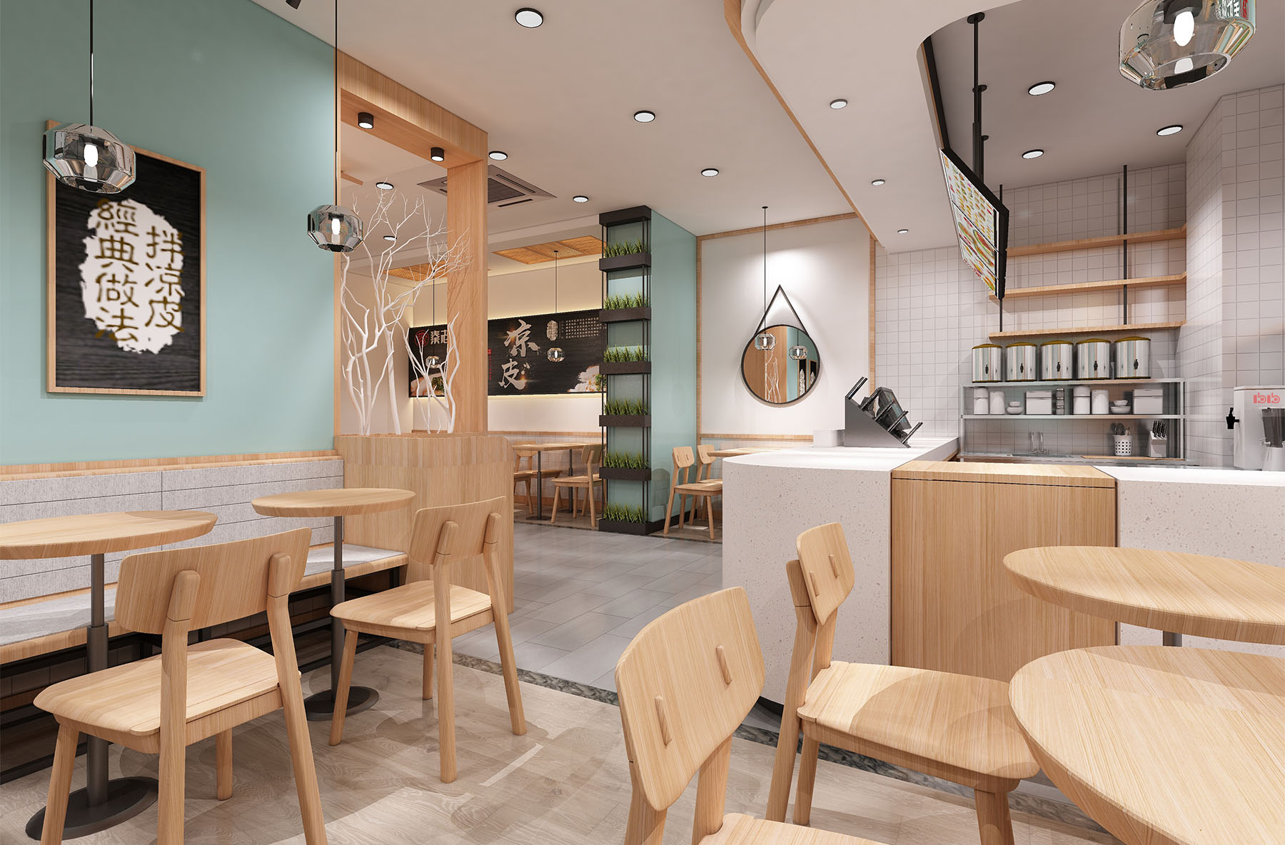 80平米小吃店凉皮店铺装修效果图