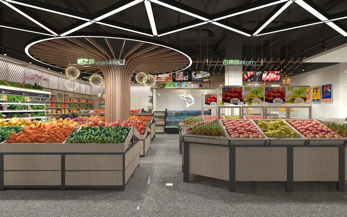 142平米生鲜超市设计装修效果图