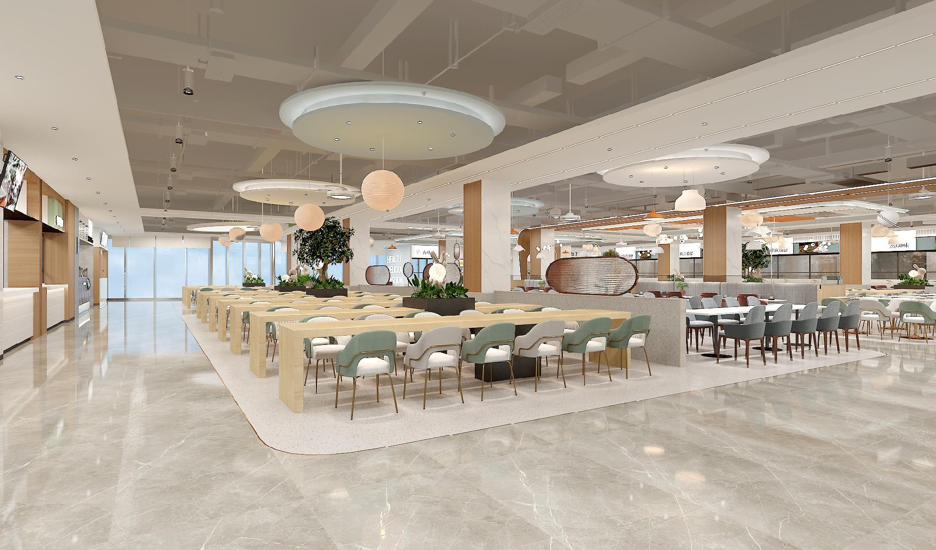 2000平米学校食堂装修设计效果图