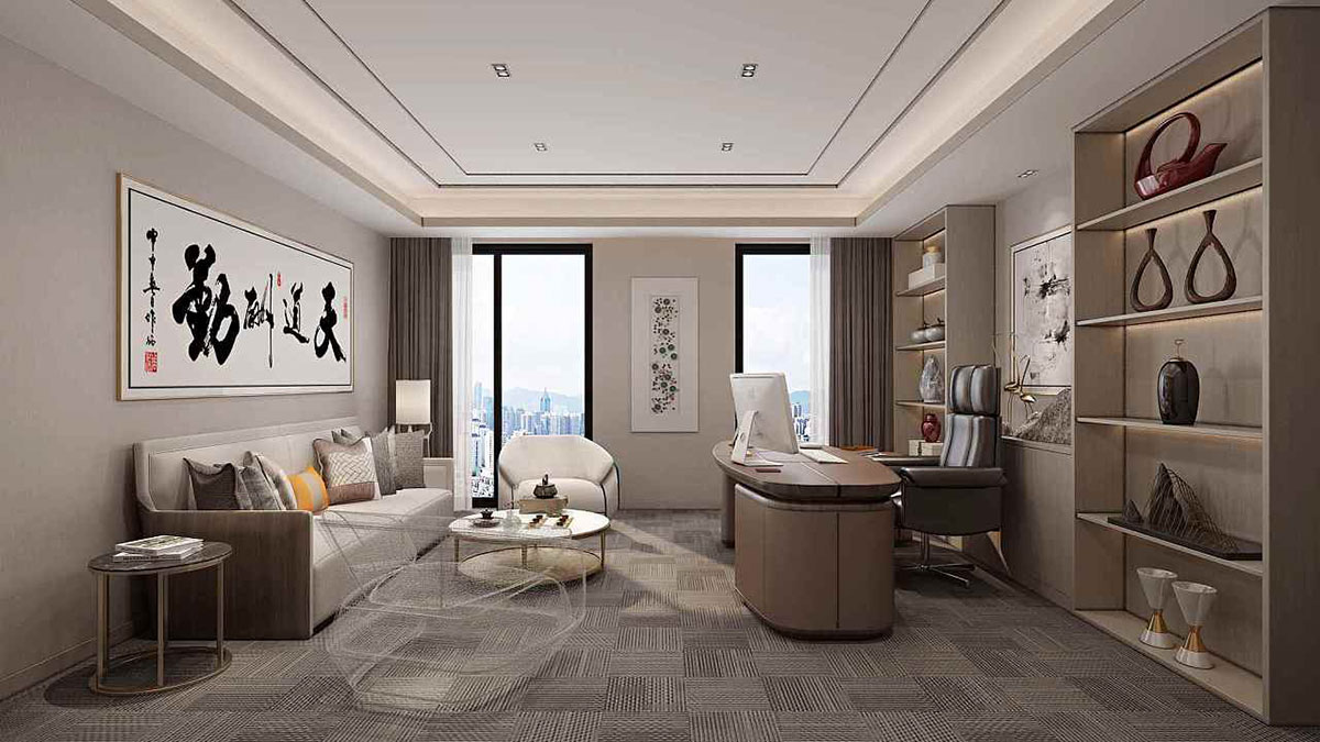 280平米新中式办公室装修效果图