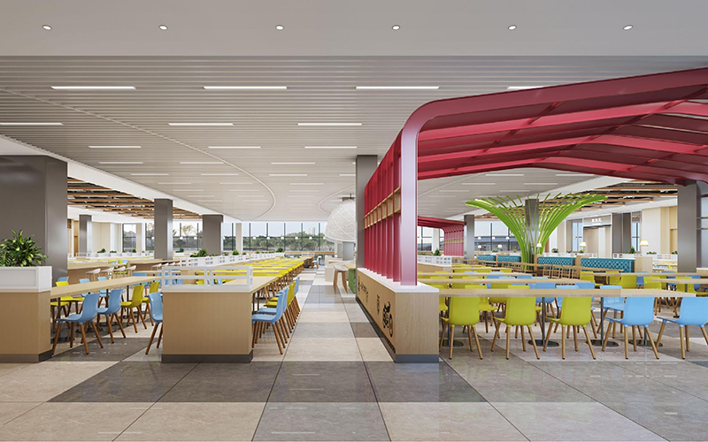 1000平米学校食堂设计装修效果图