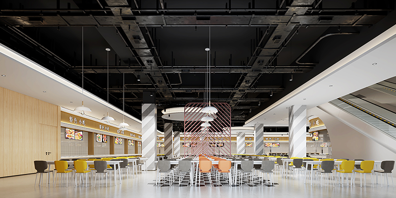 800平米学校食堂设计装修效果图