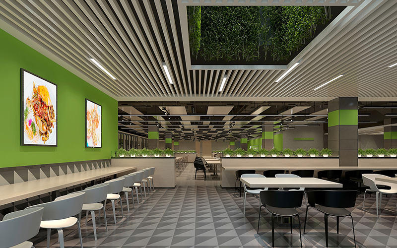 1000平方产业园员工食堂装修设计效果图