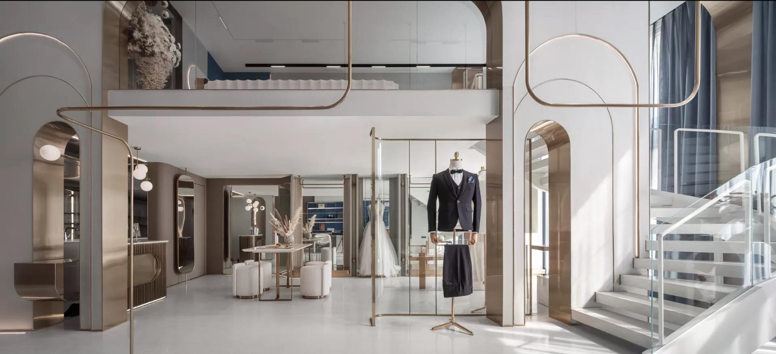 180平米婚纱礼服定制店铺装修设计效果图