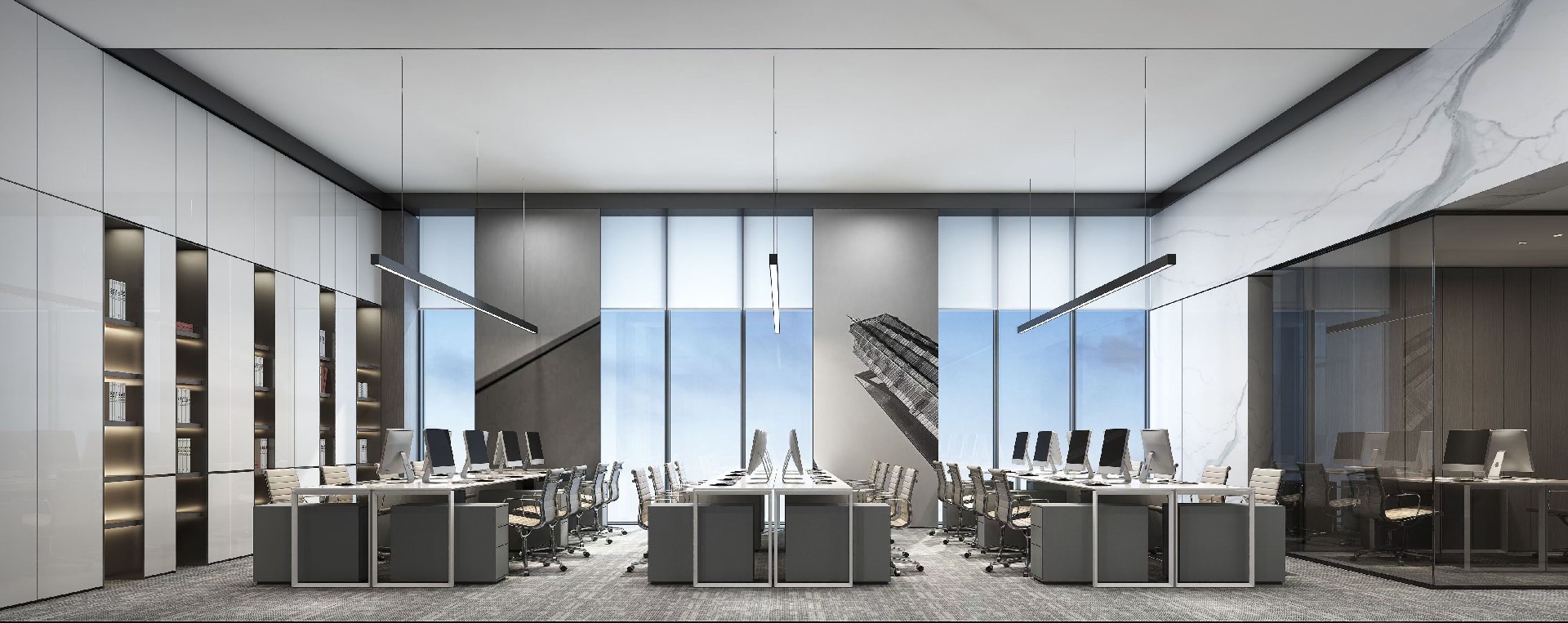 700平米极简办公室装修设计效果图