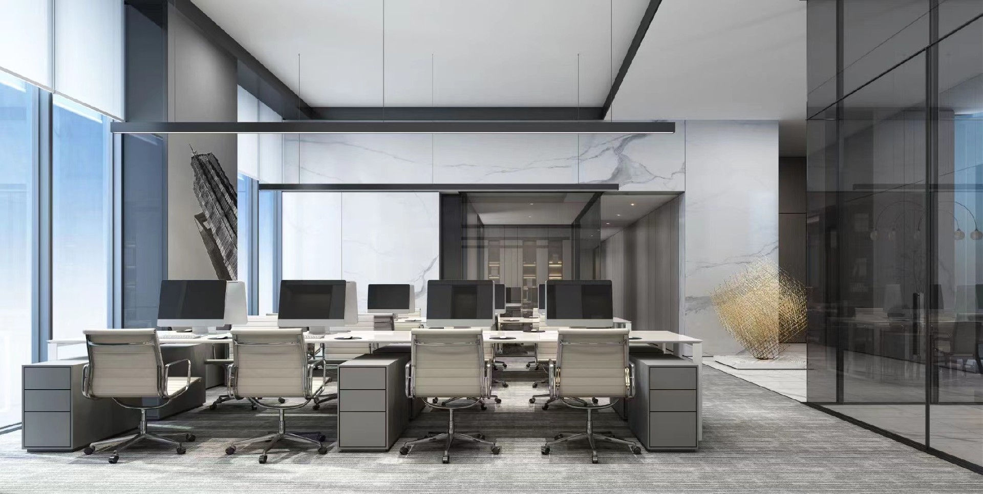 700平米极简办公室装修设计效果图