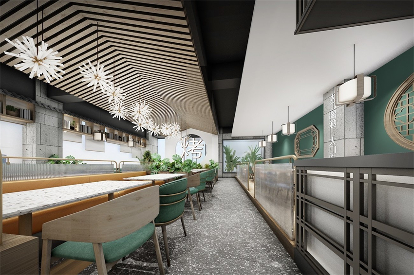 400平米炭烤餐厅装修设计效果图