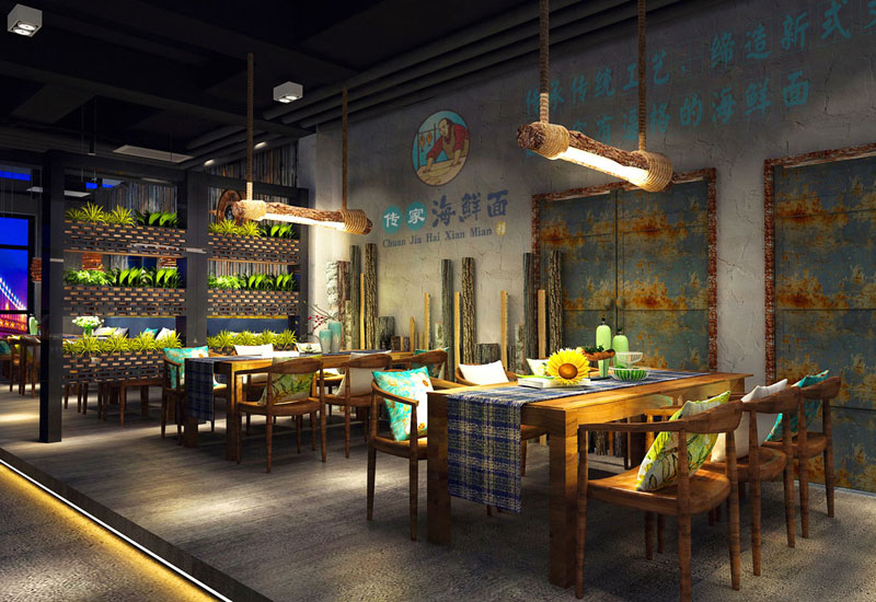 165平米海鲜面馆装修设计效果图