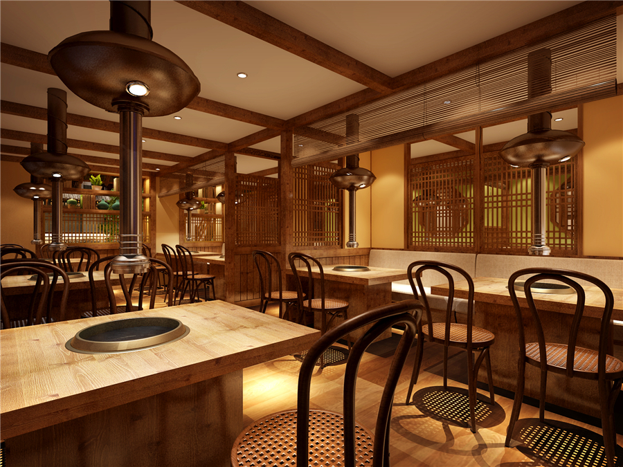 600平米韩式烤肉店设计装修效果图