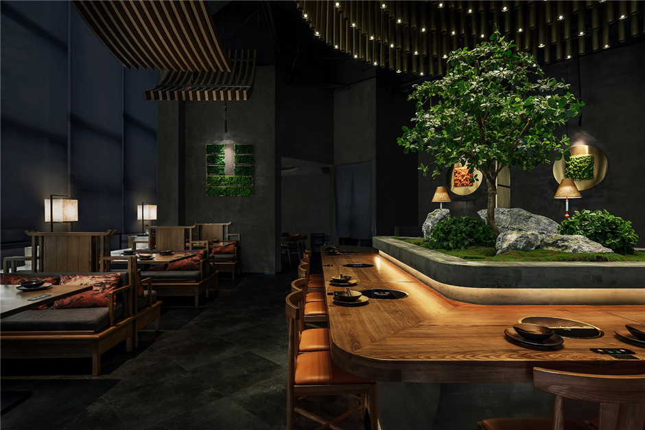 335平米中式餐厅设计装修效果图