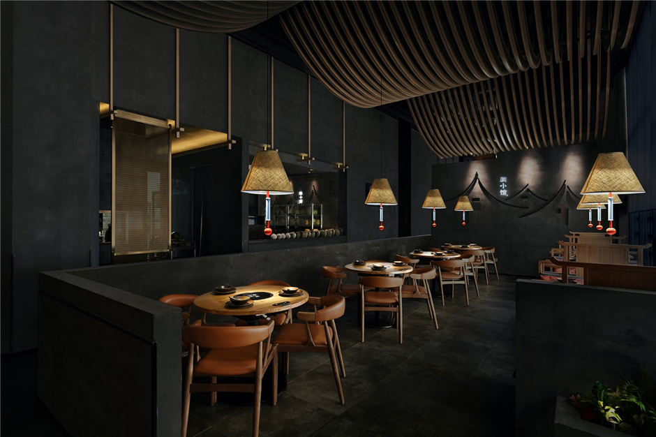 335平米中式餐厅设计装修效果图