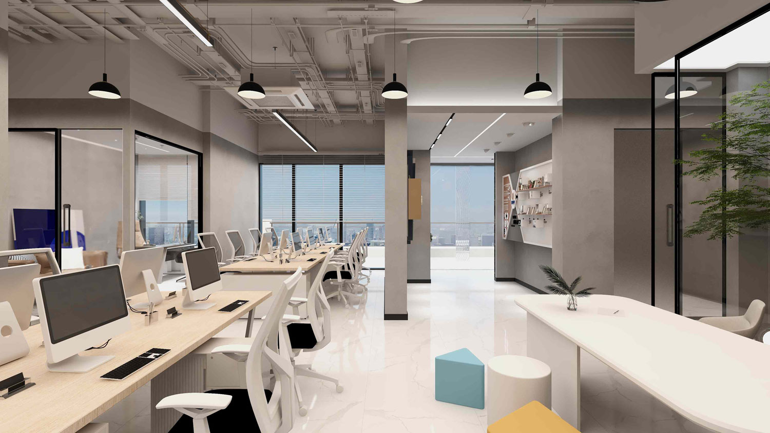 1000平米集团办公室装修效果图