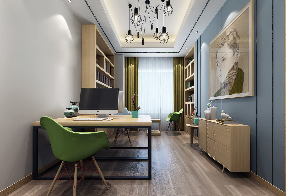 185平米新中式办公室装修设计效果图