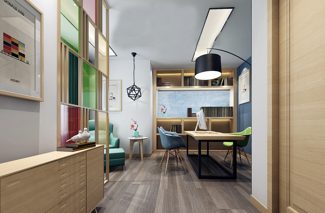 185平米新中式办公室装修设计效果图