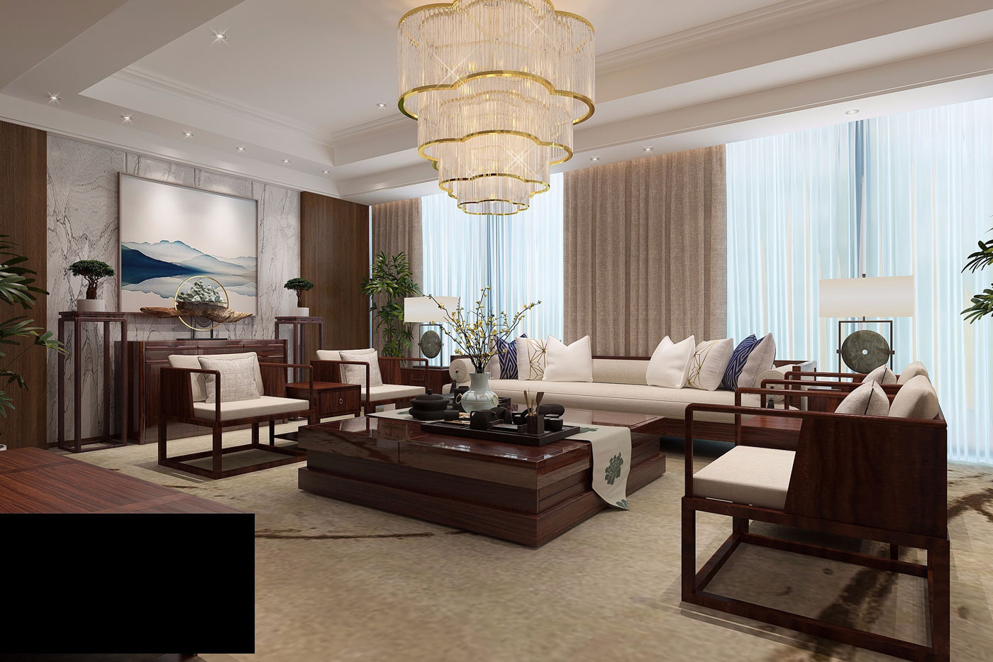 410平米中式风办公室装修设计效果图