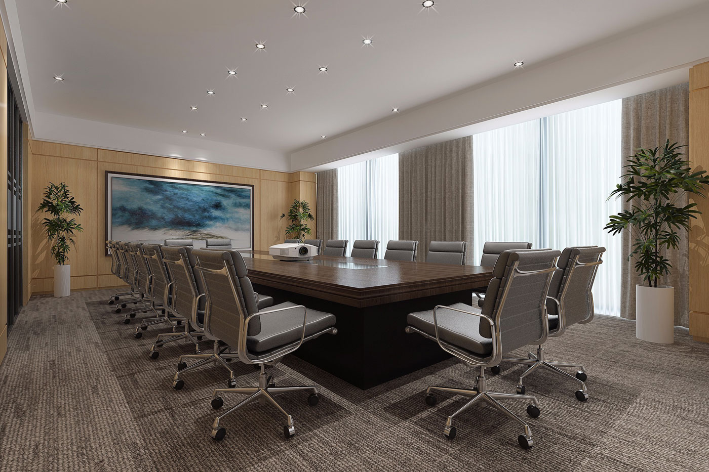 410平米中式风办公室装修设计效果图