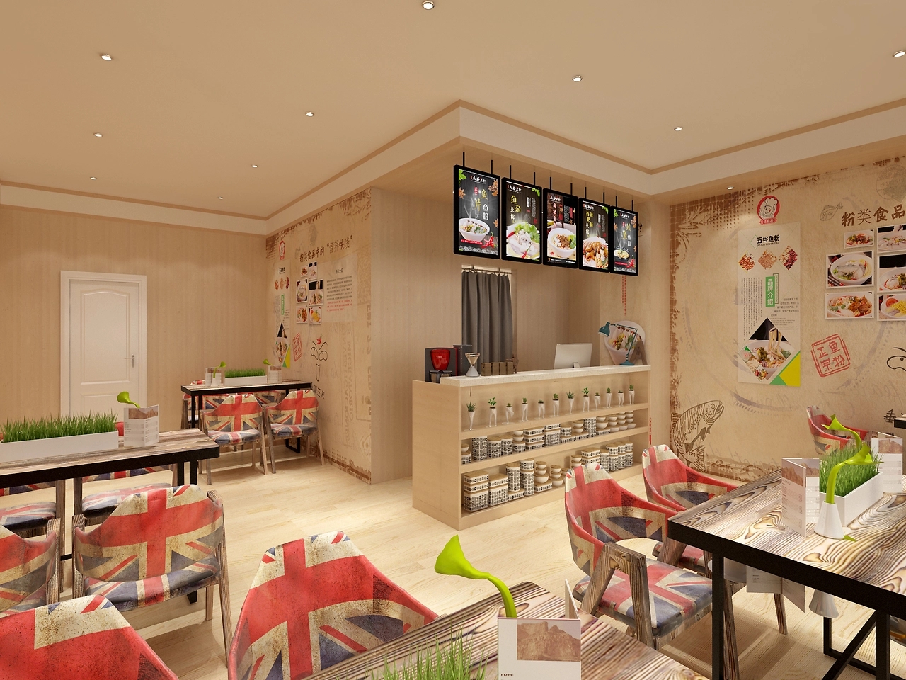 55平米鱼粉餐饮店装修设计效果图