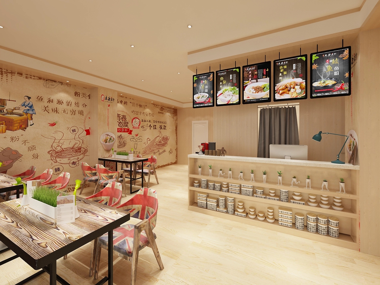 55平米鱼粉餐饮店装修设计效果图