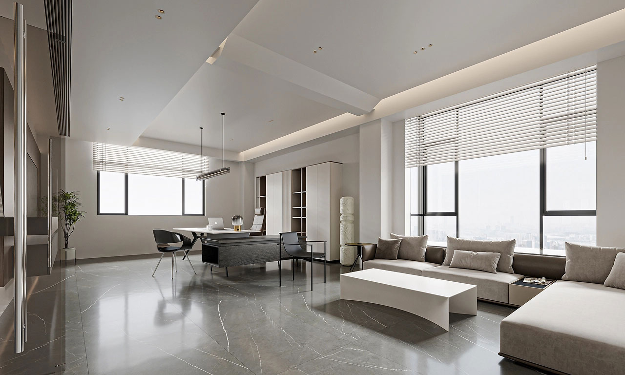 200平米新中式办公室装修设计效果图