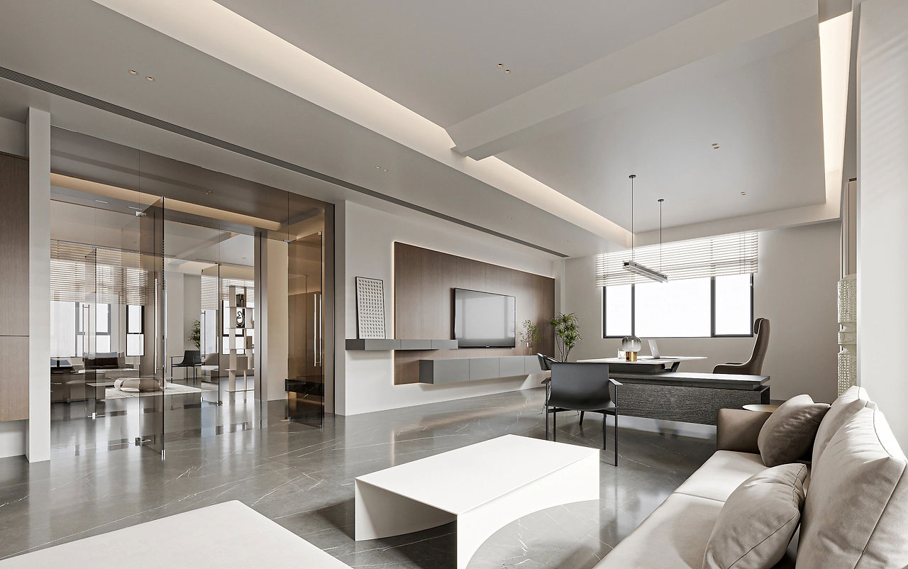 200平米新中式办公室装修设计效果图