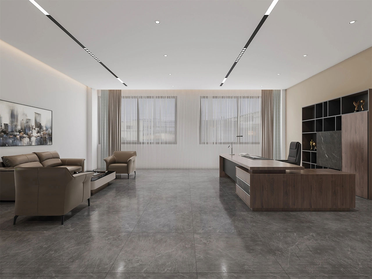 165平米简洁大气办公室装修设计效果图
