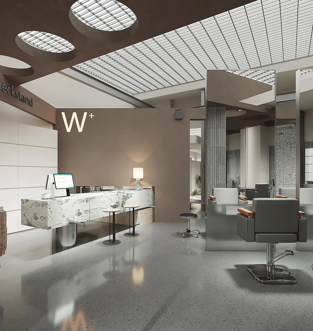 53平米极简理发店设计装修效果图