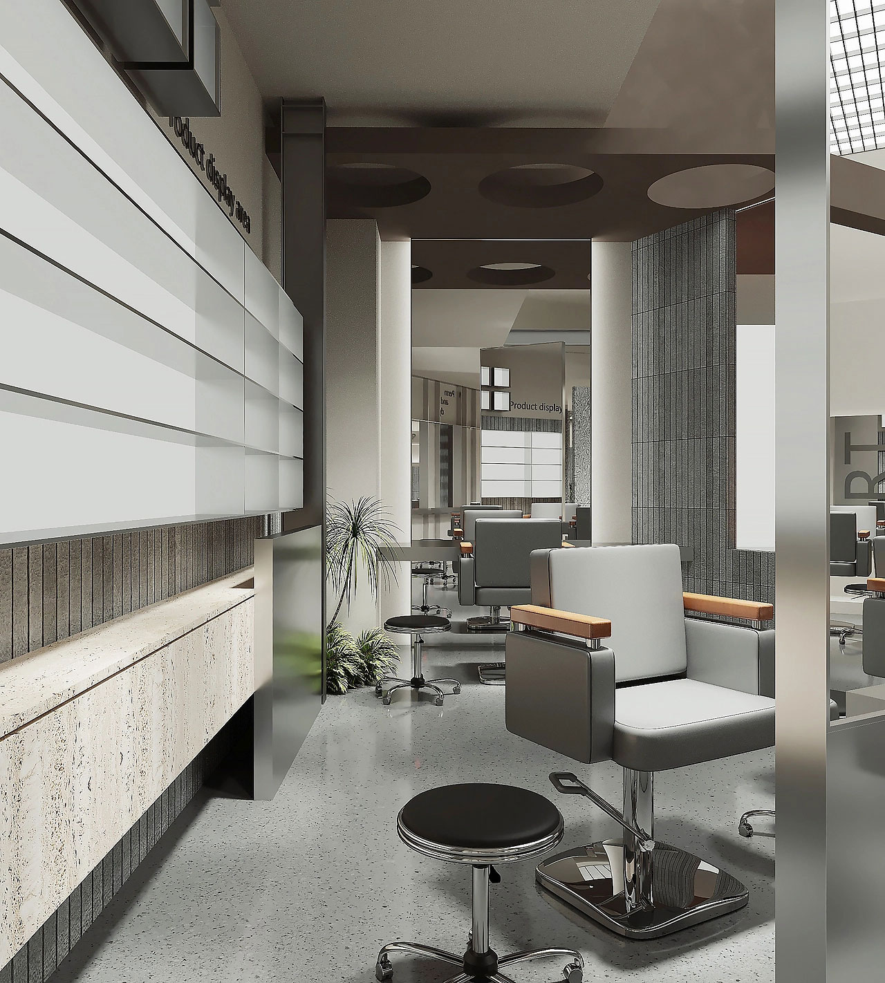 53平米极简理发店设计装修效果图