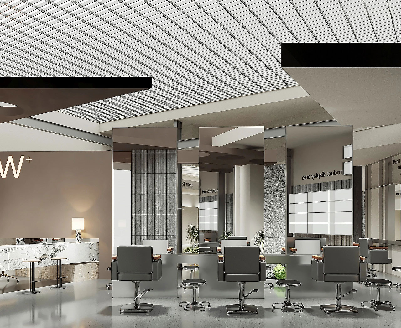 53平米极简理发店设计装修效果图