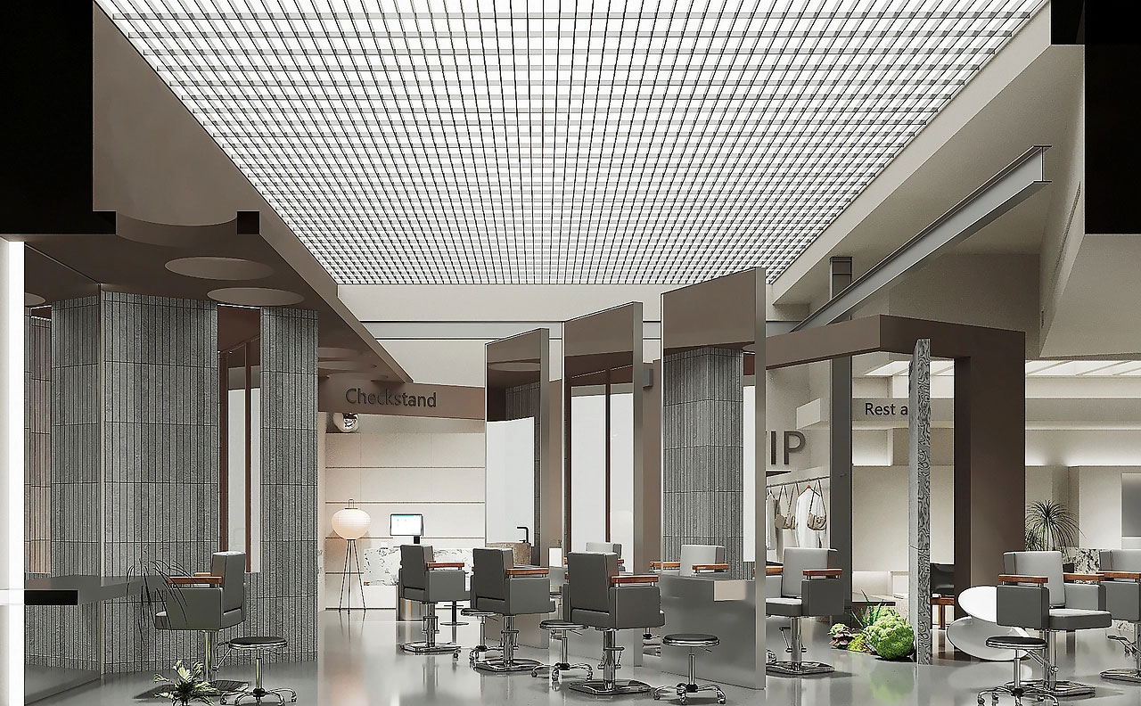 53平米极简理发店设计装修效果图