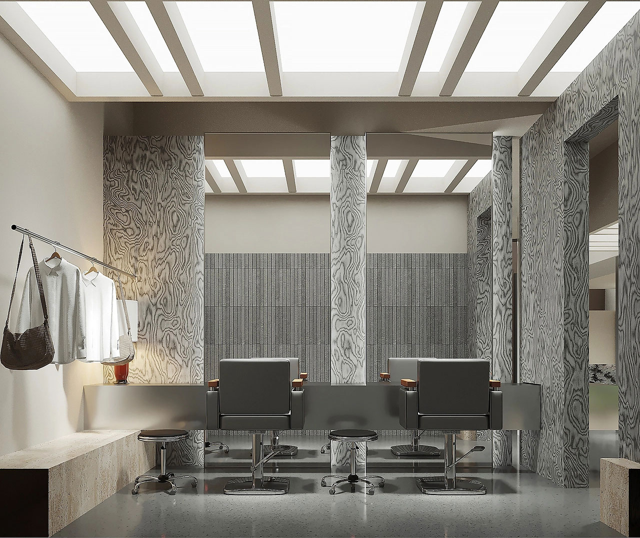 53平米极简理发店设计装修效果图